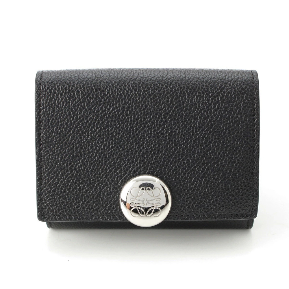 Loewe Pebble Grain Calfskin Trifold Wallet Black